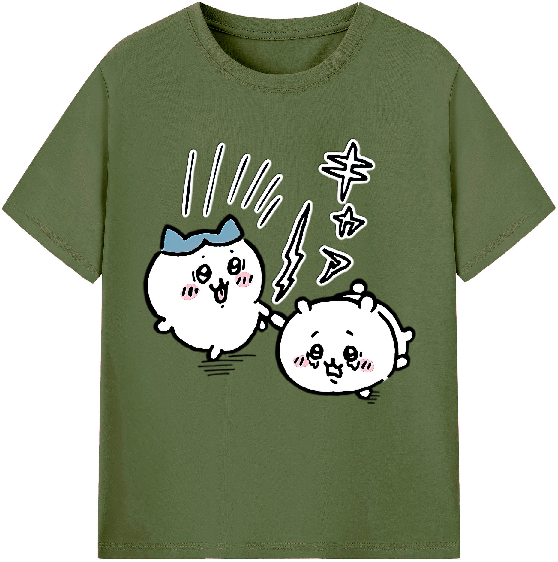 （画像用） ちいかわ ハチワレ Chii-kawa hachiware 綿100％半袖Tシャツ（フロントプリント）
